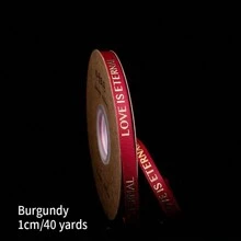 2.5/1cm Woven Ribbon Floral Packaging Silk Ribbon Embellishment Gold Stamping Threaded Satin Ribbon Letter Print Bouquet Cake Gift Bow Clothing Edge Gift Box Wrapping Ribbon Holiday Gift Packaging Spring Festival Valentine'S Day Valentines - Burgundy - View 4