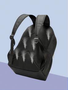 1個男女適用的聚酯纖維背包,帶有襯墊背板,可調節肩帶,拉鍊式設計,時尚多變,適合學校、旅行、野餐和戶外活動 - 黑色 - 查看 6