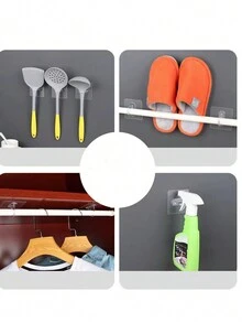 10 件多用途圓形強力黏鉤,適合水平和垂直使用、窗簾、桿、架子、廚房、浴室,無需鑽孔 - 透明 - 查看 4