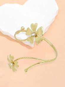 1入時尚夸張個性化朋克風格金屬花臂環,可調節開口手鐲,適合作為女性聖誕情人節禮物 - 花朵臂環 - 查看 6