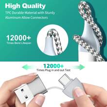 Cable de carga USB Tipo C compatible con Apple Watch S1-S10 6 en 1, cable de carga Tipo C a Lightning compatible con iPhone, Android, cámara, MP3, adaptador universal