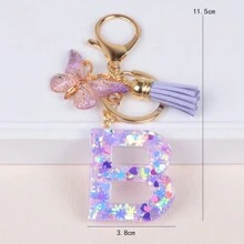 Breloc cu literă inițială Boho, drăguț fulg de zăpadă, paiete de dragoste, alfabet, breloc, fluture, pandantiv, inel, poșetă, rucsac, charm, husă pentru căști, accesorii, femei, fete, cadou pentru cupluri de Ziua Îndrăgostiților. Accesorii auto pentru geantă, charm, rucsac pentru școală, Goth Y2K.