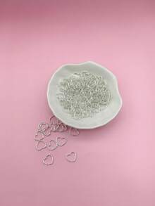 100 件/包金屬 Diy 首飾配件五尖星浮雕圓圈星形開口環平口幾何連接環 - 銀色 - 查看 2