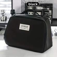 1個大容量筆袋,標記筆盒,化妝刷收納袋,小袋,可攜式筆盒 - 黑色 - 查看 1