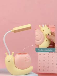 1入組可充電的蝸牛造型led桌燈,帶筆筒,3種顏色可選,便攜且適合臥室/宿舍使用 - 彩色 - 查看 4