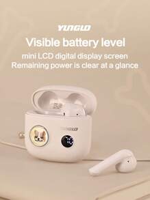 YunGuo卡通無線耳機，高品質音質，長續航力充電盒，顯示電池電量，雙重降噪，高清晰度，適用於運動和禮物，Ygo35-Koala - 杏色 - 查看 6