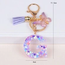 Breloc cu literă inițială Boho, drăguț fulg de zăpadă, paiete de dragoste, alfabet, breloc, fluture, pandantiv, inel, poșetă, rucsac, charm, husă pentru căști, accesorii, femei, fete, cadou pentru cupluri de Ziua Îndrăgostiților. Accesorii auto pentru geantă, charm, rucsac pentru școală, Goth Y2K.