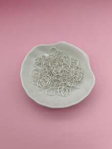 100 件/包金屬 Diy 首飾配件五尖星浮雕圓圈星形開口環平口幾何連接環 - 銀色 - 查看 1