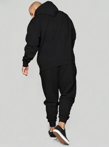 Nam Mùa Xuân Mùa thu Giải trí Lá thư In Hoodie Và Quần Chạy bộ Thể thao Bộ đồ Quần áo tập thể hình Nam , Điền kinh Bộ đồ , Bộ đồ thể thao - màu đen - Xem 2