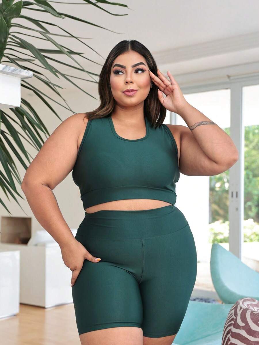Plus Size Co-Ords - 軍綠色 - 查看 1
