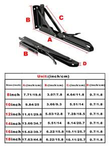 2入組折疊式三腳工作檯l型架角,重型不銹鋼摺疊式檯架,適用於工作台牆壁掛,節省空間diy架角 - 黑色 - 查看 3