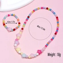 2 件/套女孩魅力串珠項鍊和手鍊隨機顏色禮品套裝 - 彩色 - 查看 4