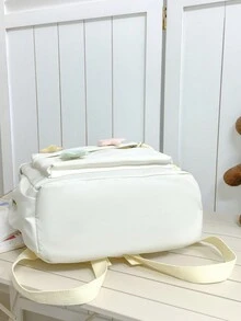 女式流行背包,擁有ins風格和卡通裝飾,大容量,適合學生和年輕女性 - 白色 - 查看 7