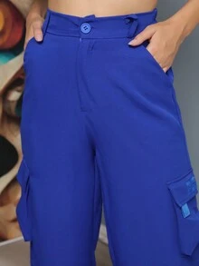 Women Pants - 寶藍色 - 查看 5