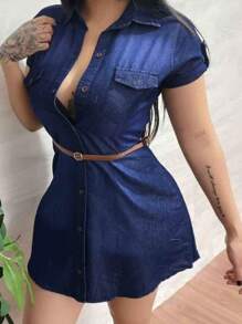 Vestido de mezclilla - Azul Marino - Ver 1