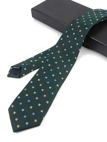 1 Men's 6cm Green Tie Geometric Print Fashion Casual Narrow Tie Wedding Office Party Celebrations Tie - Dark Green - View 5