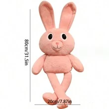 1隻可愛的兔子毛絨玩具,有可拉伸的耳朵和長腿,粉色適合女孩 - 粉色 - 查看 3