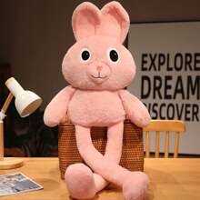 1隻可愛的兔子毛絨玩具,有可拉伸的耳朵和長腿,粉色適合女孩 - 粉色 - 查看 8