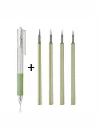 5pcs/Set Push-Button Craft Knife And Pen Set For Scrapbooking, Cutting Tool For Express Box, Engraving Knife, Student Stationery Diy Craft Supplies Back To School,Back To School,School Supplies