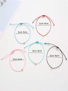 1 Paio Di Braccialetti Con Stella A Cinque Punte In Metallo Dorato Intrecciato Con Corda Semplice Per Coppie, Braccialetti Con Stella A Cinque Punte Con Corda Semplice Per Donne, Buoni Amici, Madre E Figlia. - Stella - Visualizzare 6