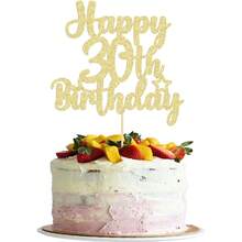 1 件金箔紙 30 歲生日蛋糕裝飾,適合生日派對裝飾、嘉年華、乾杯 - 金色 - 查看 4