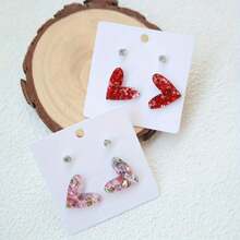 情人節時尚心型優雅壓克力愛心耳環 - 豎心款 - 查看 2