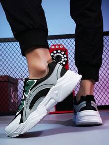 Fashionable Men's Leather Chunky Shoes, Breathable, Non-Slip, Low-Top Lace-Up Design, Perfect For Casual Occasions And Sports - Multicolor - View 4