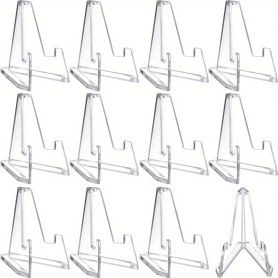 12pcs, Mini Clear Acrylic Easel Stands Coin Display Easel Holder Baseball Sports Card Stands