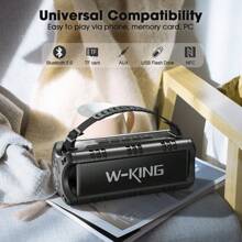 W-KING Bluetooth Speaker, 30W Portable Wireless Loud Speakers, IPX6 Waterproof Outdoor Speaker With Punchy Bass, 24H Play, EQ, AUX, TF Card, USB Playback -Powerful Speaker For Home, Party, Halloween - Black - View 4
