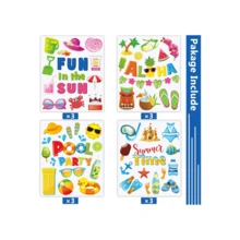 夏日雙面海灘泳池派對靜電貼紙夏威夷窗貼紙,適用於冰箱窗玻璃車夏日派對熱帶派對裝飾 - 彩色 - 查看 5