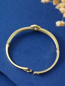 1pc Fashionable Five-Petal Flower Style Micro-Inlaid Bracelet For Women, Ideal For Dating And Birthday Gifts - White - View 3