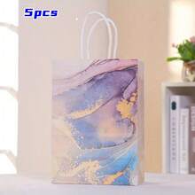5入組大理石花紋卡紙手提袋,卡紙袋,派對禮品袋,便攜式禮品包裝袋,兒童派對禮品袋,假日禮品袋,派對禮品袋 - 紫羅蘭色 - 查看 1