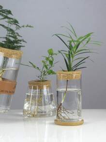 1 件,迷你水耕花盆家用花瓶裝飾,透明玻璃無土花盆,綠色植物盆適合家庭客廳、辦公室、裝飾、花園裝飾 - 無色 - 查看 6