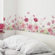 1pc Colorful Floral & Butterfly Wall Decal,Stickers,Wall Decal, Vinyl Decal For Home Decorations,Spring Decoration Items Refresh Your Home,Rama Decoration Stickers Gifts Birthday Graduation - Multicolor - View 4