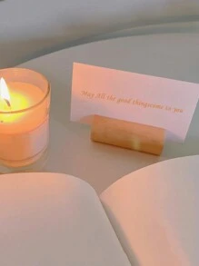 1pc/3pcs/5pcs/Set Wooden Block Business Card Holder, Wooden Decorative Card Stand, Memo Clip, Photo Clip, Small Decorative Ornament, Easy To Carry, Lightweight. - Apricot - View 3