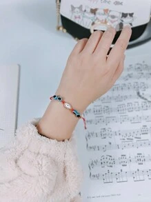 1條波西米亞風格的手工珠寶手鍊,設有邪惡的眼睛圖案和幸運符號,適合男女佩戴,可調節長度,適合日常穿著 - 邪惡之眼幸運手鐲 - 查看 2