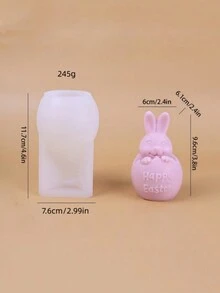 1pc New Easter Egg Bunny Scented Candle Silicone Mold For Diy Gift, Cake, Baking Decoration - White - View 2
