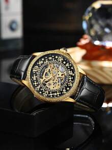 LOUIEJUELEN Loạt Retro Không thấm nước Đồng hồ cơ Đen - màu đen - Xem 6