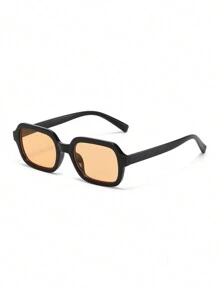 1 件装女士黑色方形塑料经典复古简约休闲潮流百搭时尚眼镜适合日常度假和旅行佩戴带眼镜盒 - 黑色 - 查看 1