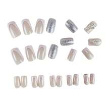 24pcs/Set Medium-Long 3d Butterfly Design Press On False Nails With Jelly Glue & Nail File Suitable For Women And Girls - Multicolor - View 2