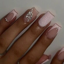 24pcs/Set Medium-Long 3d Butterfly Design Press On False Nails With Jelly Glue & Nail File Suitable For Women And Girls - Multicolor - View 1