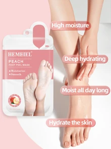 HEMEIEL 1/3/5/7 Pares de Máscara Exfoliante de Melocotón para Pies, Adecuada para Piel de Pies Seca, Envejecida y Agrietada, Máscara Hidratante Que Elimina las Células Muertas de la Piel, Para Hombres y Mujeres - Blanco - Ver 5