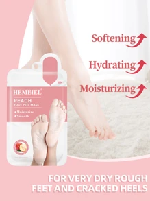 HEMEIEL 1/3/5/7 Pares de Máscara Exfoliante de Melocotón para Pies, Adecuada para Piel de Pies Seca, Envejecida y Agrietada, Máscara Hidratante Que Elimina las Células Muertas de la Piel, Para Hombres y Mujeres - Blanco - Ver 7