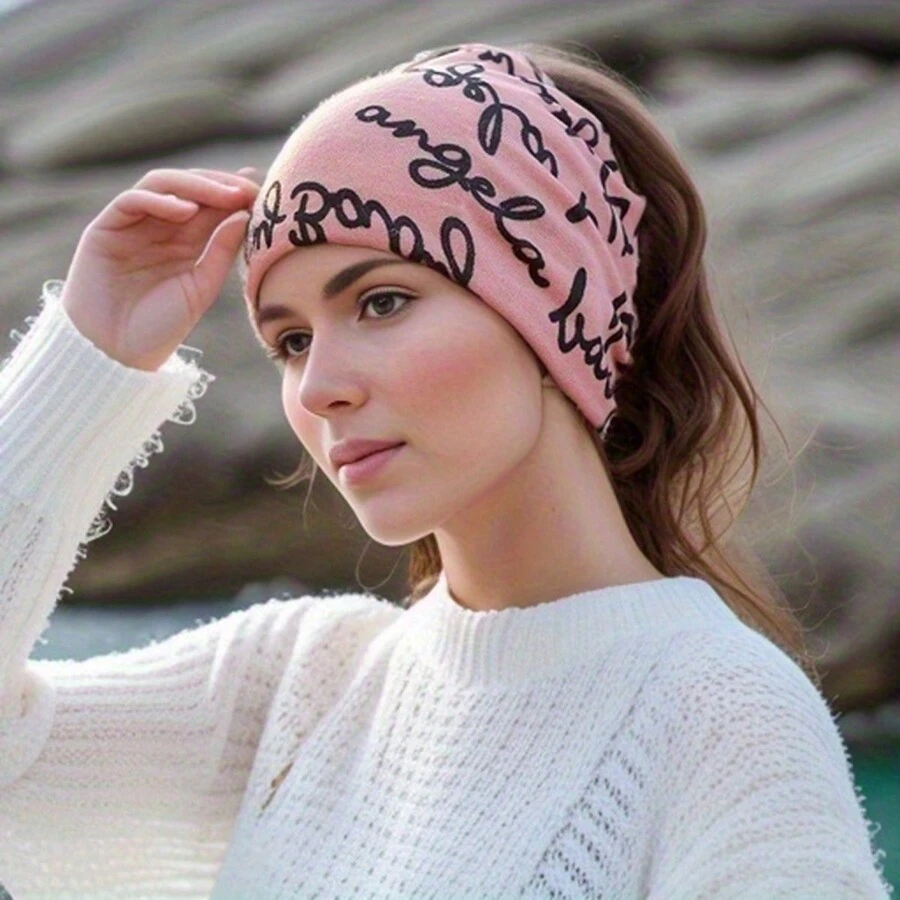 1pc Winter Knitted Hat & Neck Warmer Set, Unisex Multifunctional Windproof & Thermal Neck Gaiter - Pink - View 1