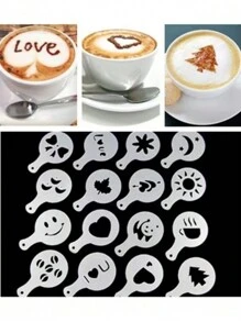 16pcs Cartoon Graphic Coffee Spray Template - Clear - View 1