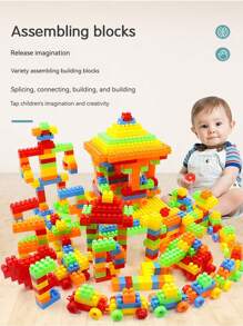 積木玩具組裝顆粒diy教育玩具經典款100/150pcs適合3歲以上兒童禮物套裝適合所有年齡段男孩女孩（150pcs隨機顏色/款式的收納盒） - 150pcs*收納盒 - 查看 8