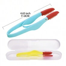 2 件裝寵物淚漬去除工具,貓狗眼睛清潔軟刷 - 藍色 - 查看 6