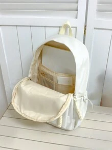 女式流行背包,擁有ins風格和卡通裝飾,大容量,適合學生和年輕女性 - 白色 - 查看 5