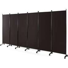 6-Part Fabric Room Divider With Wheels, 172cm High Privacy Screen With Metal Frame, Folding Screen Partition For Living Room & Dining Room (Brown)