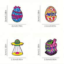 4 件原創可愛小恐龍胸針卡通蛋殼恐龍寶寶復活節彩蛋徽章衣服包配件 - 彩色 - 查看 2